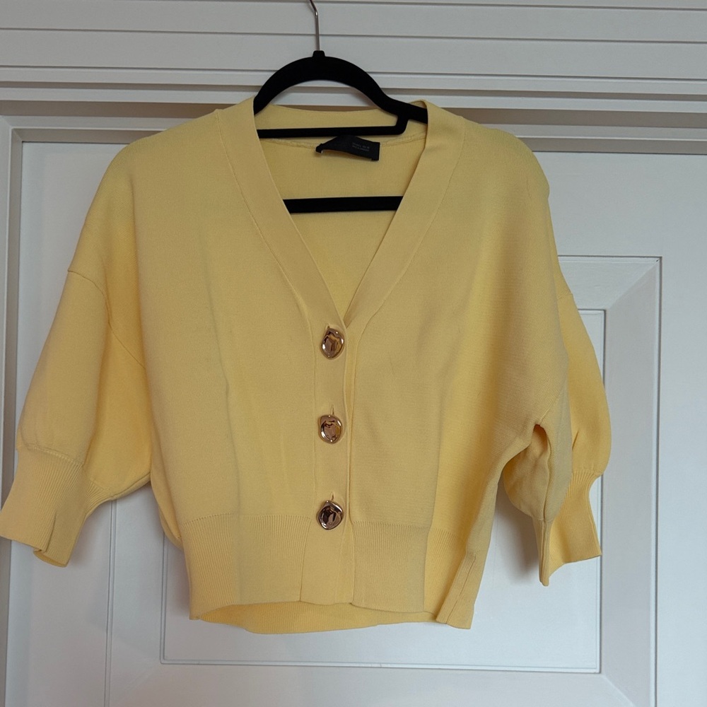 Zara Yellow Cardigan Sweater